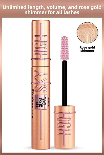 ریمل میبلین Sky High Rose Gold Glitz | بلندکننده با افکت رزگلد براق