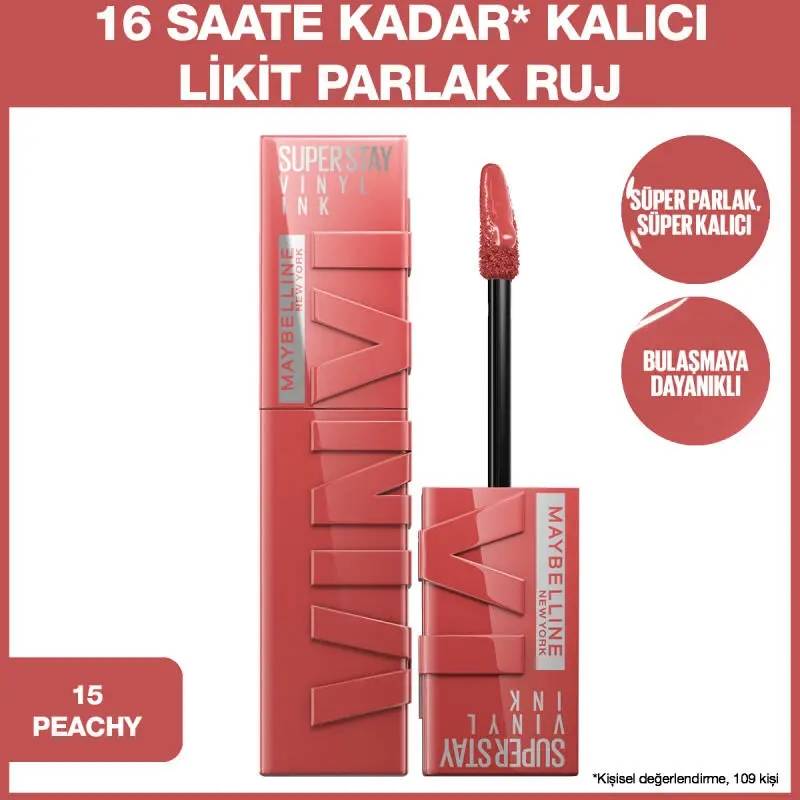 رژ لب مایع براق میبلین Super Stay Vinyl Ink با ماندگاری ۱۶ ساعته - تصویر 5