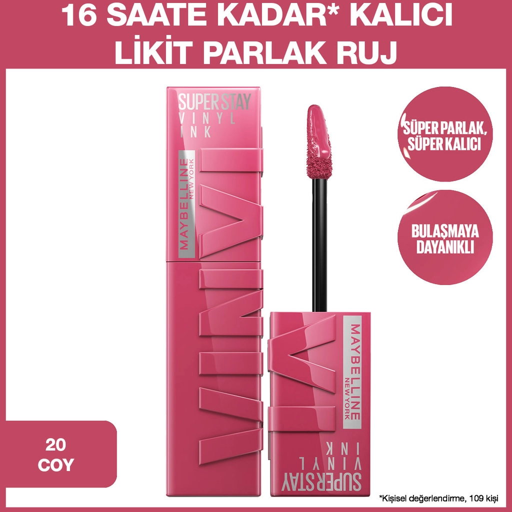 رژ لب مایع براق میبلین Super Stay Vinyl Ink با ماندگاری ۱۶ ساعته - تصویر 7