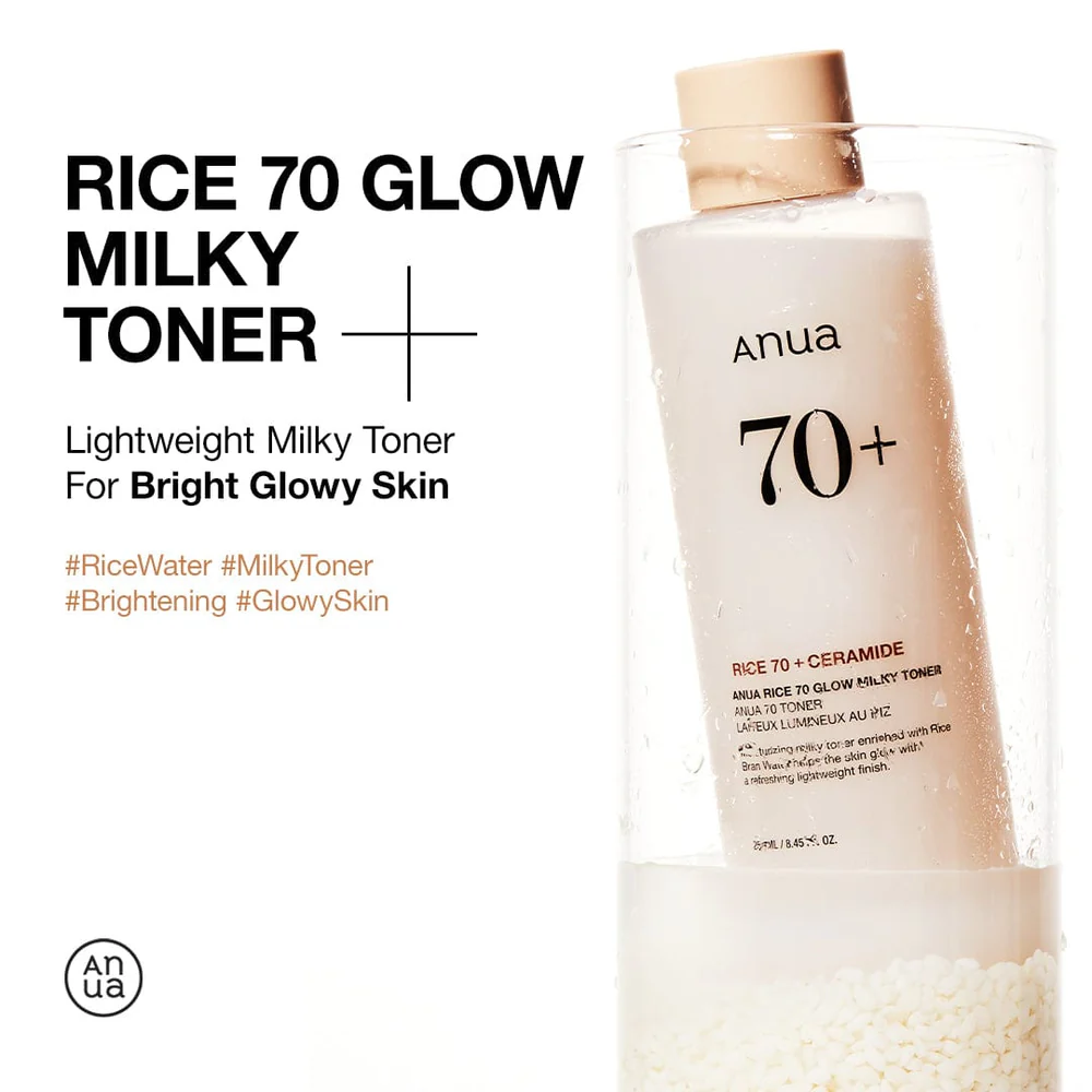 تونر شیری آنوا Rice 70 Glow Milky Toner 250 میل | آبرسان و روشن‌کننده پوست - تصویر 2