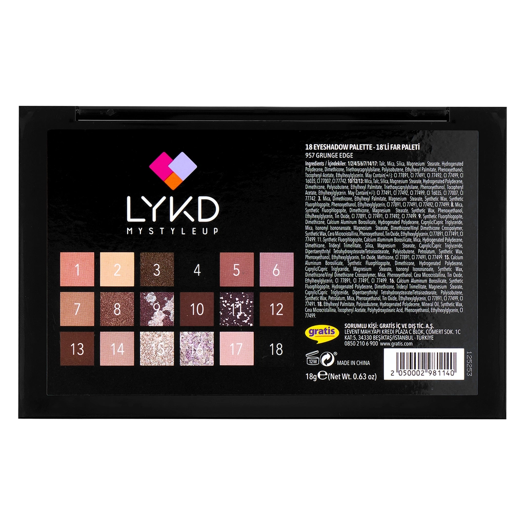 پالت سایه چشم LYKD Grunge Edge 18 رنگ - تصویر 2